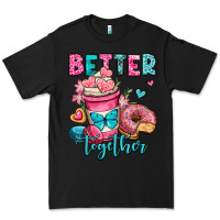 Black better together donut and coffee valentines day Premium Tee - OliviaCreatesArt