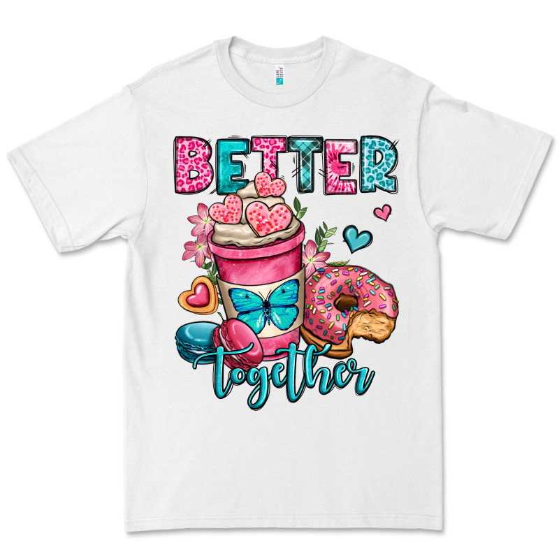 Better Together Donut And Coffee Valentines Day Premium Tee by OliviaCreatesArt | Teevron