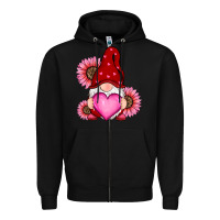 Black valentines day with sunflowers gnomes Zipper Hoodie - RanaPortraitStore