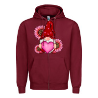 Burgundy valentines day with sunflowers gnomes Zipper Hoodie - RanaPortraitStore