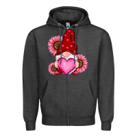 Valentines Day With Sunflowers Gnomes Zipper Hoodie | Teevron