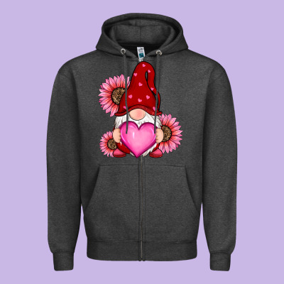 Valentines Day With Sunflowers Gnomes Zipper Hoodie Designed By Ranaportraitstore