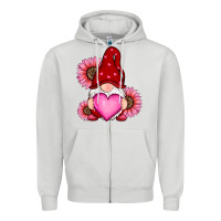 Dove Grey valentines day with sunflowers gnomes Zipper Hoodie - RanaPortraitStore