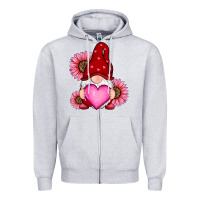 Heather Grey valentines day with sunflowers gnomes Zipper Hoodie - RanaPortraitStore