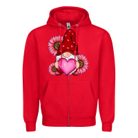 Red valentines day with sunflowers gnomes Zipper Hoodie - RanaPortraitStore