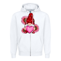 White valentines day with sunflowers gnomes Zipper Hoodie - RanaPortraitStore