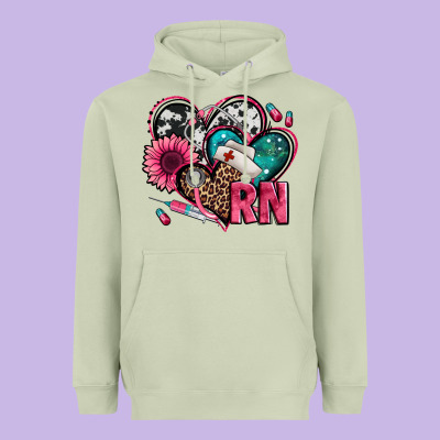 Rn Registered Nurse Hearts Heavyweight Hoodie Designed By Jasminsmagicworld