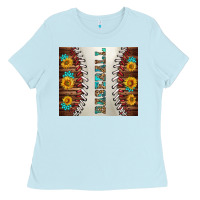 Baby Blue baseball with sunflower and gemstone tumbler Ladies Tee - BundleAndBundleShop