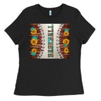 Black baseball with sunflower and gemstone tumbler Ladies Tee - BundleAndBundleShop