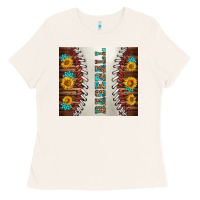 Bone baseball with sunflower and gemstone tumbler Ladies Tee - BundleAndBundleShop
