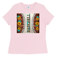Bubblegum Pink baseball with sunflower and gemstone tumbler Ladies Tee - BundleAndBundleShop