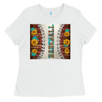 White baseball with sunflower and gemstone tumbler Ladies Tee - BundleAndBundleShop