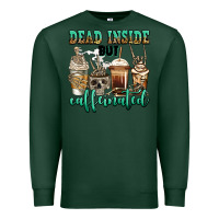 Sports Green dead inside but caffeinated skeleton coffee cups Premium Sweatshirt - Jasminsmagicworld