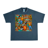 Midnight Navy fall scarecrow seamless pattern Urban Heavy Tee - BundleAndBundleShop