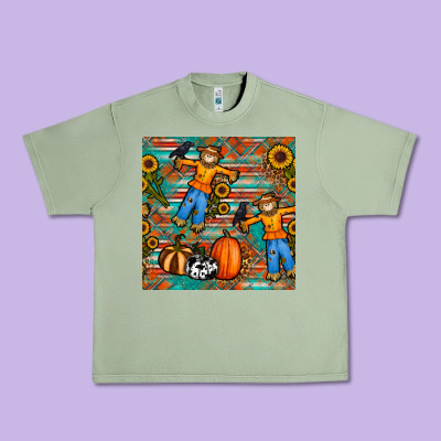 Fall Scarecrow Seamless Pattern Urban Heavy Tee Designed By Bundleandbundleshop