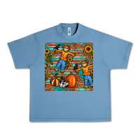 Pebble Blue fall scarecrow seamless pattern Urban Heavy Tee - BundleAndBundleShop