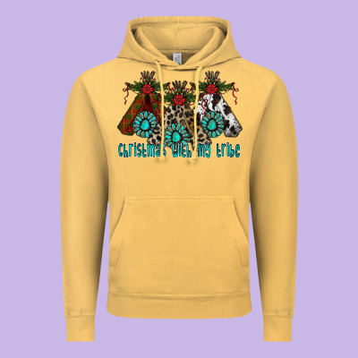 Christmas With Tribe Vintage Hoodie Designed By Cowhidedigitalart