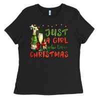 Black just a girl who loves christmas Ladies Tee - BundleAndBundleShop