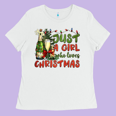 Just A Girl Who Loves Christmas Ladies Tee Designed By Bundleandbundleshop