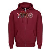 Burgundy xoxo calf and gemstone Zipper Hoodie - RanaPortraitStore