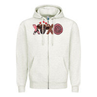 Oatmeal Heather xoxo calf and gemstone Zipper Hoodie - RanaPortraitStore