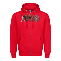 Red xoxo calf and gemstone Zipper Hoodie - RanaPortraitStore