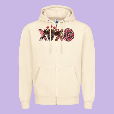 Xoxo Calf And Gemstone Zipper Hoodie Designed By Ranaportraitstore
