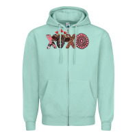 Seafoam xoxo calf and gemstone Zipper Hoodie - RanaPortraitStore