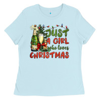 Baby Blue just a girl who loves christmas Ladies Tee - BundleAndBundleShop
