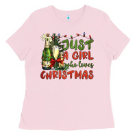Bubblegum Pink just a girl who loves christmas Ladies Tee - BundleAndBundleShop