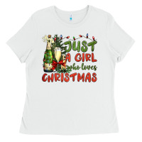 White just a girl who loves christmas Ladies Tee - BundleAndBundleShop