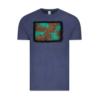 Vintage Denim western leopard turquoise glitter tooled leather Vintage Tee - FaDigitalArtStudio