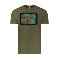 Vintage Olive western leopard turquoise glitter tooled leather Vintage Tee - FaDigitalArtStudio