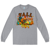 Heather Grey Fall Vibes Long Sleeve Tee - CowhideDigitalArt