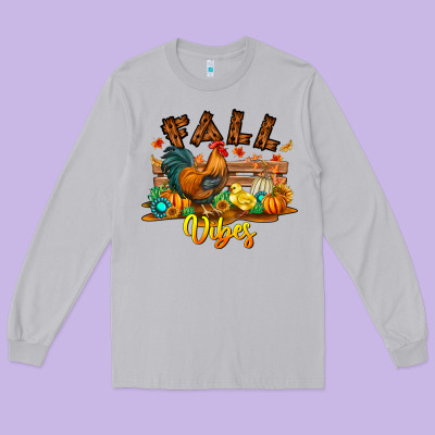 Fall Vibes Long Sleeve Tee Designed By Cowhidedigitalart