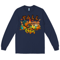 Navy Fall Vibes Long Sleeve Tee - CowhideDigitalArt