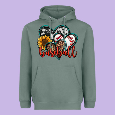 Baseball Hearts Heavyweight Hoodie Designed By Jasminsmagicworld