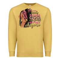 Antique Gold She who kneels before god can stand before anyone Premium Sweatshirt - RanaPortraitStore