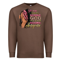 Chestnut She who kneels before god can stand before anyone Premium Sweatshirt - RanaPortraitStore