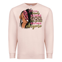 Pale Pink She who kneels before god can stand before anyone Premium Sweatshirt - RanaPortraitStore