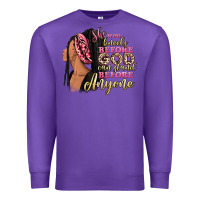 Purple She who kneels before god can stand before anyone Premium Sweatshirt - RanaPortraitStore