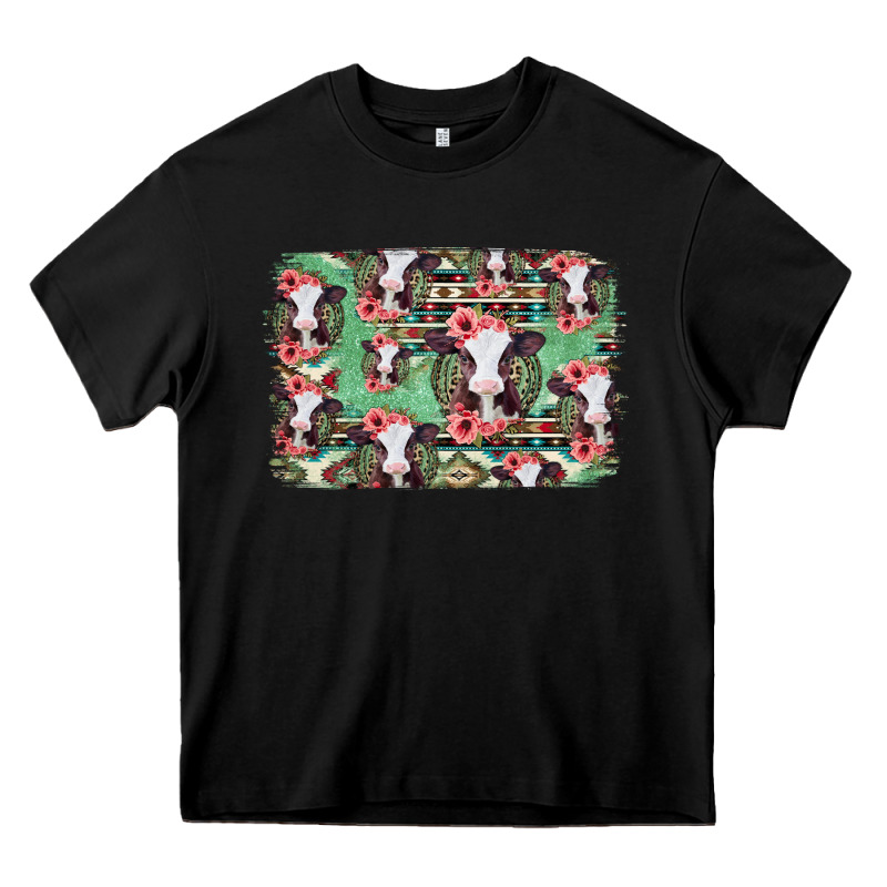 Baby Cow Floral Aztec Background Heavy Core Tee by Jasminsmagicworld | Teevron