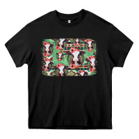 Black baby cow floral aztec background Heavy Core Tee - Jasminsmagicworld