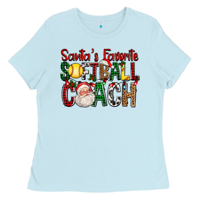 Santa's Favorite Softball Coach For Christmas Ladies Tee by FaDigitalArtStudio | Teevron