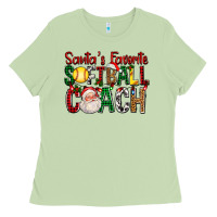 Matcha Santa's Favorite Softball Coach For Christmas Ladies Tee - FaDigitalArtStudio