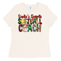 Santa's Favorite Softball Coach For Christmas Ladies Tee | Teevron