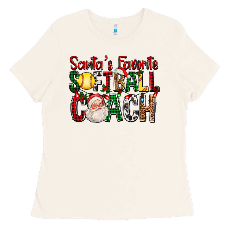 Santa's Favorite Softball Coach For Christmas Ladies Tee by FaDigitalArtStudio | Teevron