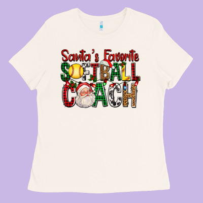Santa's Favorite Softball Coach For Christmas Ladies Tee Designed By Fadigitalartstudio