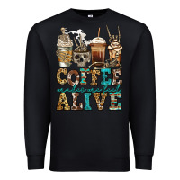 Black coffee makes me feel alive skeleton coffee cups Premium Sweatshirt - Jasminsmagicworld