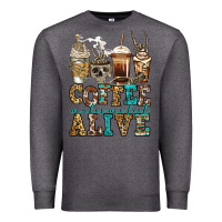 Charcoal Heather coffee makes me feel alive skeleton coffee cups Premium Sweatshirt - Jasminsmagicworld